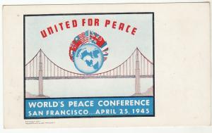 CA  SAN FRANCISCO  WORLD PEACE poster style postcard