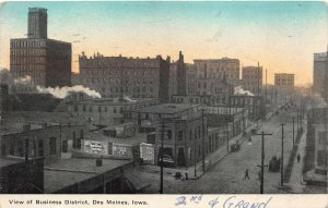 Des Moines Iowa 1912 Postcard View Of Business District