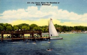 Biloxi, Mississippi - Pier Scene along the Shoreline - in the 1940s