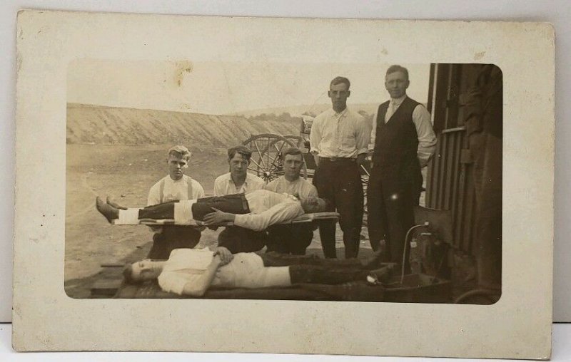 RPPC Pennsylvania Camp Reunion or Retreat Wounded Men Posing Postcard E15