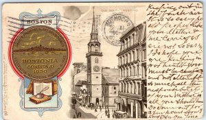 c1900s PMC City of Bostonia AD 1630 Seal Raphael Tuck South Meeting House A102