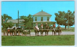 RUSSELL SPRINGS, Kansas KS ~ Horseback Riders TRAIL INN CAFE 1950s-60s Postcard