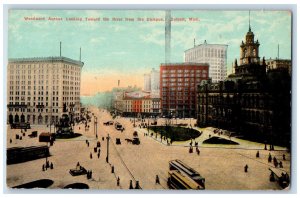 Woodward Avenue Looking Toward The River From The Campus Detroit MI Postcard