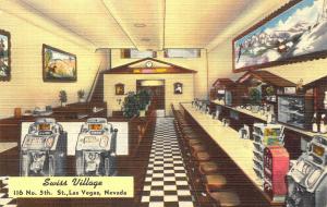 Las Vegas NV Swiss Village Slot Machines Postcard.