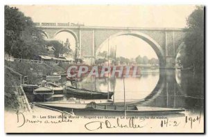 Old Postcard The sites of the Marne Nogent sur Marne Great arch viaduct