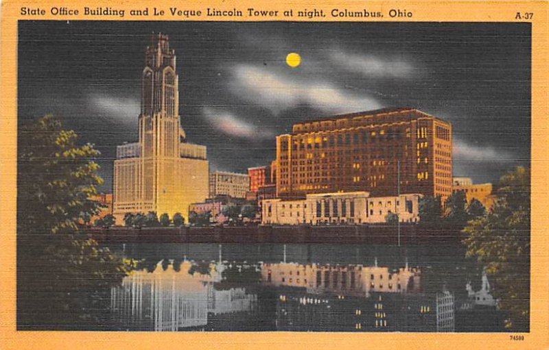 State Office Building, Le Veque Lincoln Tower, Night Columbus, Ohio OH