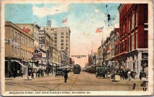 Broughton Street East From Barnard Street Savannah Georgia Vintage Postcard C090