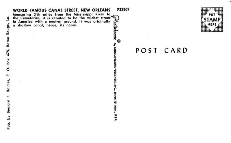 NEW ORLEANS, LA Louisiana CANAL STREET SCENE Stein's~Mac'e~White Bros Postcard