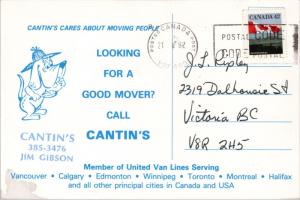 Cantin's Moving Co. Canada United Van Lines Trucking Ad Advert 1992 Postcard D44