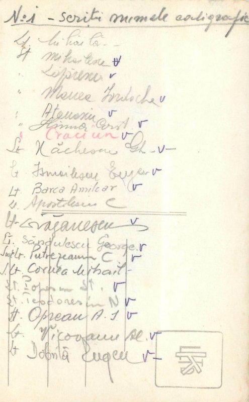 Romania interwar military officers uniforms real photo postcard