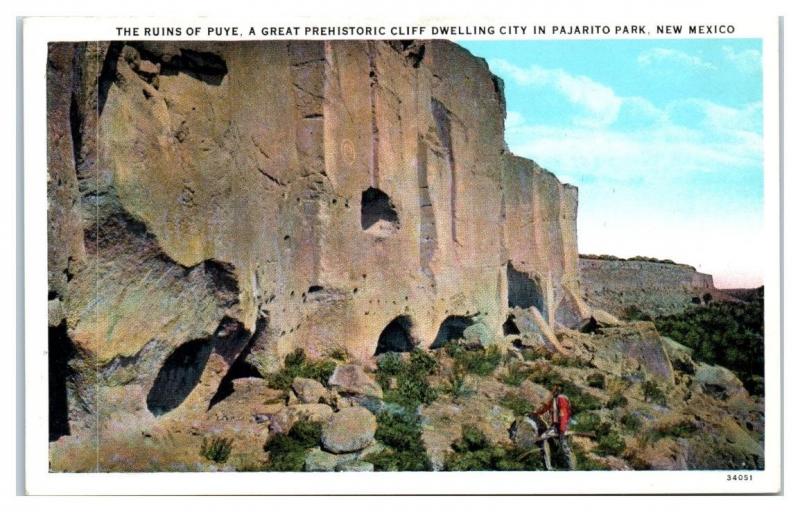 1930s Ruins of Puye, Pajarito Park, NM Postcard