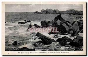 Old Postcard Around Tregastel Plougasnou the Diben Rocks Study