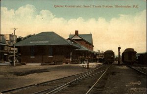 Sherbrooke Quebec Grand Trunk Railroad Train Station Depot c1910 PC