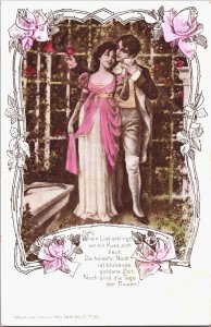Beautiful Romantic Couple In Love Wo Ein Lied Einklingt Vintage Postcard 09.46