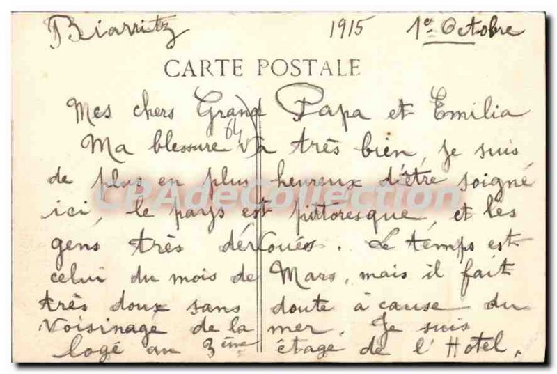 Old Postcard Biarritz Casino Bellevue