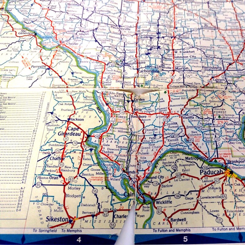Circa 1950 Illinois Travel Road Map Conoco Dealer Hottest Brand Going
