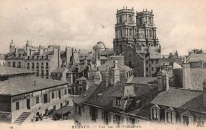 Vintage Postcard Vue Sur La Cathédrale De Rennes France