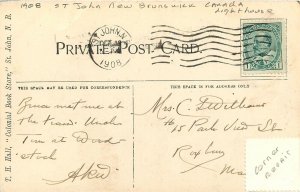 Postcard 1908 Canada St. John New Brunswick Lighthouse Beacon Light 24-4964