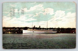 1907 Steamer Governor Dingley Portland Harbor Maine Postcard Hugh C. Leighton
