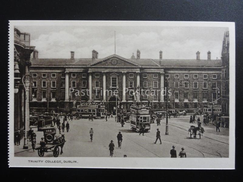 Ireland DUBLIN Trinity College animated scene - Old Postcard by Woolstone Bros