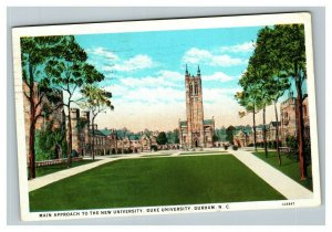 Vintage 1930's Postcard Duke University Durham North Carolina Main Approach