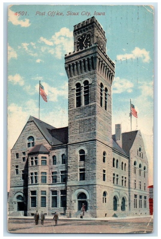 1916 Post Office Exterior Building Sioux City Iowa Vintage Antique IA Postcard