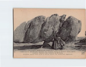 Postcard Druidical sacred stone Customs Manners and Costumes of Brittany France