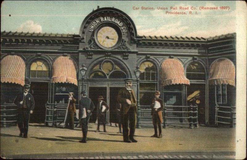 Providence RI Trolley Car Station Union Railroad Co c1910 Postcard