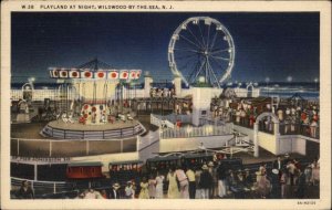 Wildwood-by-the-Sea New Jersey NJ Amusement Park Playland Linen Postcard