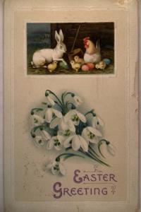 1913 Bunny Rabbit With Chicks & Eggs - Cute Easter Postcard y4456