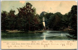 1905 Detroit MI-Michigan, Light House, Palmer Park & Serene Lake, Postcard