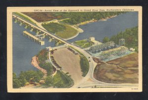 NEAR VINITA OKLAHOMA GRAND RIVER DAM BIRDSEYE VIEW VINTAGE POSTCARD