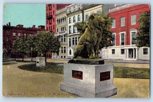 Baltimore Maryland MD Postcard The Barye Lion Mt. Vernon Place c1910's Antique