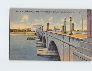 Postcard Arlington Memorial Bridge And Lincoln Memorial, Washington, D. C.