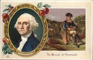 George Washington Patriotic Bivouac Monmouth Embossed Nash c1910s Postcard