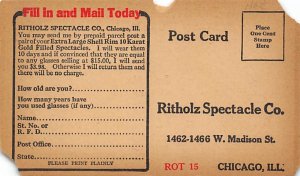 Spectacle Advertisement Occupation, Eye Doctor Postcard