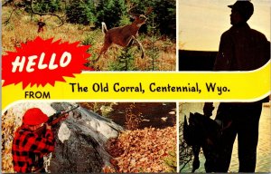 Hello from the Old Corral, Centennial, Wyoming Banner Dexter Postcard, hunter