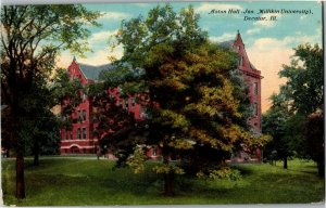 Aston Hall, Jas. Millikin University, Decatur IL Vintage Postcard W31