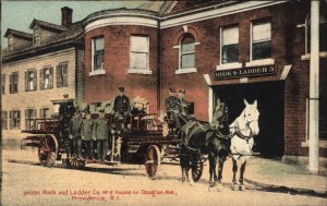 Providence RI Union Hook & Ladder Co Fire Station #3 c1910 Postcard