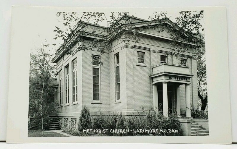 Larimore North Dakota Methodist Church RPPC Real Photo Postcard J4
