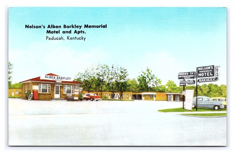 Postcard Nelson's Alben Barkley Memorial Motel & Apts. Paducah Kentucky