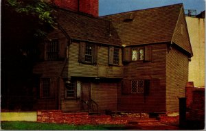 Vtg 1950s Paul Revere House Rear View Boston Massachusetts MA Unused Postcard