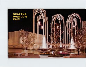 Postcard U.S. Science Pavilion at Night, Seattle's World Fair, Seattle, WA