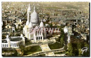 Postcard Modern Airplane In Paris The Basilica of the Sacred Heart of Monumortre