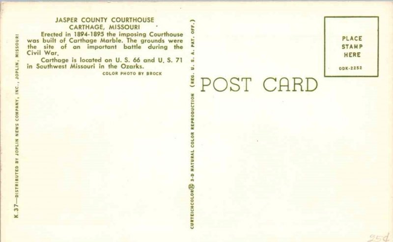Carthage, Missouri - The Jasper County Courthouse - c1950