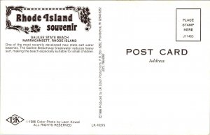 Rhode Island Ocean Shoreline Galilee State Beach Narragansett RI UNP Postcard 