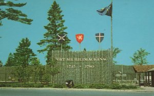 Michigan Mackinaw City Entrance To Fort Michilimackinac Postcard