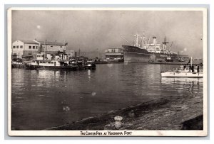 Center Pier Ships in Harbor Yokohama Japan UNP WB Postcard K18