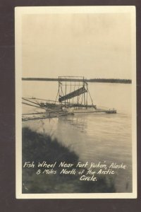 RPPC FORT YUKON ALASKA NEAR THE ARCTIC CIRCLE FISH WHEEL REAL PHOTO POSTCARD