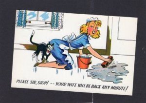 Please, Sir, Stop--Your Wife Will Be Back Any Minute, Comic Vintage Postcard